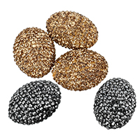Rhinestone Clay Pave Beads, Oval, with rhinestone, more colors for choice, 18x24x25mm, Hole:Approx 1mm, 10PCs/Bag, Sold By Bag
