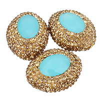 Crystal Beads, Clay Pave, with Crystal, Oval, with rhinestone, 20x25x14mm, Hole:Approx 1mm, 10PCs/Bag, Sold By Bag