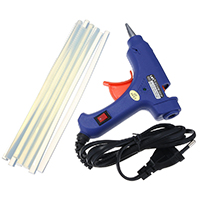 Plastic Hot Glue Gun, with Glue & Rubber & Iron, With 10 Hot Glue Sticks, blue, 130x111x25mm, 7x190mm, Hole:Approx 8mm, Length:Approx 56 Inch, Sold By Set