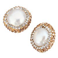 Natural Freshwater Pearl Loose Beads with Rhinestone Clay Pave mixed 14-18x10-11x14-18mm Approx 1mm Sold By Bag