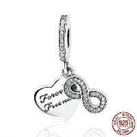 Thailand Sterling Silver European Pendant Heart & with letter pattern & without troll & with cubic zirconia Approx 4.5-5mm Sold By PC