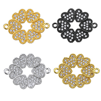 Cubic Zirconia Micro Pave Brass Connector Flower plated micro pave cubic zirconia & 1/1 loop nickel lead & cadmium free Approx 1.5mm Sold By Lot