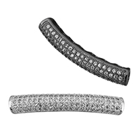 Cubic Zirconia Micro Pave Brass Connector, Curved Tube, plated, micro pave cubic zirconia & hollow, more colors for choice, nickel, lead & cadmium free, 30x5x5mm, Hole:Approx 2.5mm, 10PCs/Lot, Sold By Lot