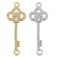 Cubic Zirconia Micro Pave Brass Connector Key plated micro pave cubic zirconia & 1/1 loop nickel lead & cadmium free Approx 2mm Sold By Lot