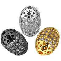 Cubic Zirconia Micro Pave Brass Beads, Oval, plated, micro pave cubic zirconia & hollow, more colors for choice, nickel, lead & cadmium free, 8x12mm, Hole:Approx 1.5mm, 10PCs/Lot, Sold By Lot