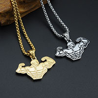 Stainless Steel Pendants, Muscle Man, plated, Unisex, more colors for choice, 40x24mm, Hole:Approx 3-5mm, Sold By PC