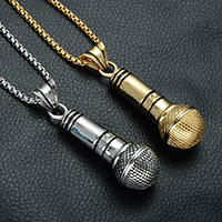 Stainless Steel Pendants, Microphone, plated, Unisex & enamel & blacken, more colors for choice, 20x58mm, Hole:Approx 3-5mm, Sold By PC