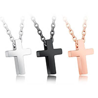 acier inoxydable collier, croix, Placage, chaîne ovale & pour femme, plus de couleurs à choisir, 12.50x8.50mm, Vendu par Environ 15.7 brin