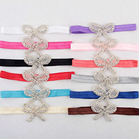 Satin Ribbon Headband, with Glass Seed Beads, elastic & for children & with rhinestone, more colors for choice, 30mm,15mm, Sold Per Approx 13.7 Inch Strand