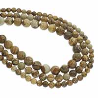 Picture jaspis perler, Picture Jasper, Runde, forskellig størrelse for valg, Hole:Ca. 1mm, Solgt Per Ca. 15.5 inch Strand