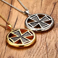 Stainless Steel Cross Pendants Flat Round plated for man & blacken Approx 3-5mm Sold By PC