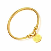 Bracelete de aço inoxidável, cromado de cor dourada, para mulher, 3.5mm, 15mm, Diametro interno:Aprox 58mm, vendido por PC