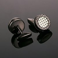 Запонки, Латунь, Плоская круглая форма, Другое покрытие, не содержит никель, свинец, 18x18mm, продается Пара