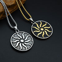 Stainless Steel Pendants, Flat Round, plated, Unisex & blacken, more colors for choice, 41x47mm, Hole:Approx 3-5mm, Sold By PC