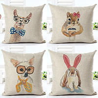 Cushion Cover, Cotton Fabric,  Square, printing, With Animal Pattern & different designs for choice, more colors for choice, 450x450mm, Sold By PC