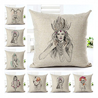 Cushion Cover, Cotton Fabric,  Square, printing, Girl & different designs for choice, more colors for choice, 450x450mm, Sold By PC