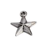 Sinkkiseos Star riipus, Tähti, antiikki hopea päällystetty, lyijy ja sen kadmium vapaa, 13x15mm, Reikä:N. 1-1.5mm, 50PC/laukku, Myymät laukku