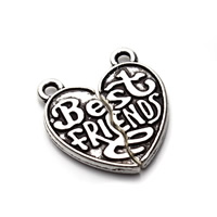 Tibetan Style Pendants, Heart, antique silver color plated, with letter pattern, lead & cadmium free, 19x19mm, Hole:Approx 1-1.5mm, 10Sets/Bag, Sold By Bag