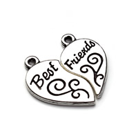 Tibetan Style Pendants, Heart, antique silver color plated, with letter pattern, lead & cadmium free, 23x23mm, Hole:Approx 1-1.5mm, 10Sets/Bag, Sold By Bag