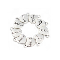Tibetan Style Message Pendants, Heart, plated, with letter pattern, more colors for choice, lead & cadmium free, 15mm, Hole:Approx 1-1.5mm, 20PCs/Bag, Sold By Bag