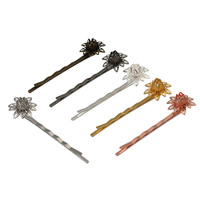 Haarschieber, Zinklegierung, Blume, plattiert, keine, frei von Blei & Kadmium, 55x16mm, 10PCs/Tasche, verkauft von Tasche