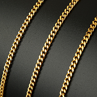 Catena in acciaio inox, with rocchetto di plastica, placcato color oro, catene gourmette, 2.50mm, Appross. 20m/bobina, Venduto da bobina