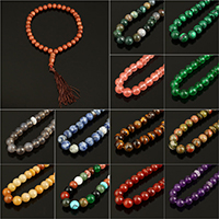 108 Mala Beads, Gemstone, with Nylon Cord, Round, different materials for choice, nickel, lead & cadmium free, 10mm, Sold Per Approx 12.5 Inch Strand