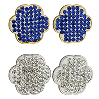 Stainless Steel Stud Earrings with Rhinestone Clay Pave Flower plated for woman Sold By Pair