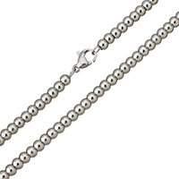 Rozsdamentes acél Nekclace Chain, Stainless Steel, ball lánc, az eredeti szín, 3x4mm, Naponta eladott Kb 18 inch Strand