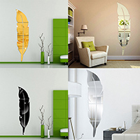 Adesivos de parede, poliestireno, Forma de pena, efeito de espelho & tamanho diferente para a escolha, Mais cores pare escolha, vendido por PC