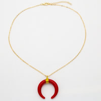 Resin Necklace Zinc Alloy with brass chain & Resin with 5cm extender chain Moon gold color plated oval chain & for woman nickel lead & cadmium free 35.5mm Sold Per Approx 17.5 Inch Strand