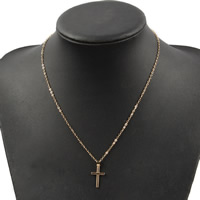 Zinc Alloy Jewelry Necklace with brass chain with 5cm extender chain Cross gold color plated oval chain & for woman nickel lead & cadmium free 445mm Sold Per Approx 17.5 Inch Strand