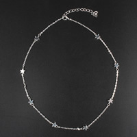 Cink Alloy nakit ogrlice, s mjedena lanca, s 5cm Produžetak lanac, Zvijezda, srebrne boje pozlaćen, ovalni lanac & za žene, nikal, olovo i kadmij besplatno, 8mm, Prodano Per Približno 17.5 inčni Strand
