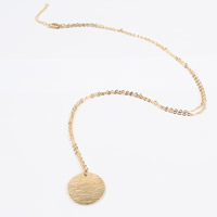 Zinc Alloy Sweater Chain Necklace with brass chain with 5cm extender chain Flat Round gold color plated oval chain & for woman nickel lead & cadmium free 700mm Sold Per Approx 27.5 Inch Strand