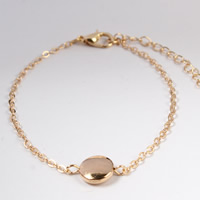 Zinc Alloy Bracelet with brass chain with 5cm extender chain Flat Round gold color plated oval chain & for woman nickel lead & cadmium free 190mm Sold Per Approx 7.5 Inch Strand