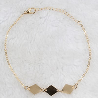 Zinc Alloy Anklet with brass chain with 5cm extender chain Rhombus gold color plated oval chain & for woman nickel lead & cadmium free 190mm Sold Per Approx 7.5 Inch Strand