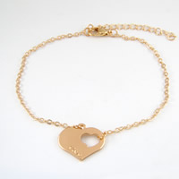 Zinc Alloy Bracelet with brass chain with 5cm extender chain Heart word love gold color plated oval chain & for woman nickel lead & cadmium free 190mm Sold Per Approx 7.5 Inch Strand
