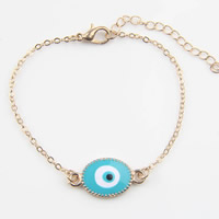 Evil Eye Jewelry Bracelet Zinc Alloy with brass chain with 5cm extender chain gold color plated oval chain & for woman & enamel nickel lead & cadmium free 190mm Sold Per Approx 7.5 Inch Strand