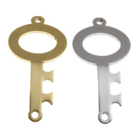 Edelstahl Schmuckverbinder, Schlüssel, plattiert, 1/1-Schleife, keine, 15.50x31.50x1mm, Bohrung:ca. 2mm, verkauft von PC
