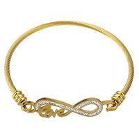 Bracelet en acier inoxydable, avec argile, Placage de couleur d'or, pour femme, 46x12mm,3mm, Diamètre intérieur:Environ 64x60mm, Vendu par PC