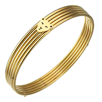 Bracelete de aço inoxidável, Leopardo, cromado de cor dourada, para mulher, 10mm, Diametro interno:Aprox 68mm, vendido por PC