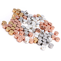 Perles bijoux en laiton, Plat rond, Placage, plus de couleurs à choisir, protéger l'environnement, sans nickel, plomb et cadmium, 5x3x5mm, Trou:Environ 1.5mm, Environ 500PC/sac, Vendu par sac