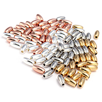 Brass Jewelry Beads, Oval, plated, more colors for choice, nickel, lead & cadmium free, 7.50x4x4mm, Hole:Approx 1.5mm, Approx 500PCs/Bag, Sold By Bag