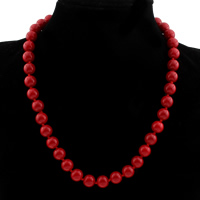 Glass Necklace Round imitation coral & for woman Sold Per Approx 17.5 Inch Strand