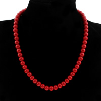 Коралловые ожерелья, Синтетический коралл, Круглая, разный размер для выбора & Женский, Продан через Приблизительно 17.5 дюймовый Strand