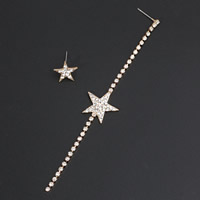 Asymmetric Earrings Zinc Alloy stainless steel post pin plated with rhinestone lead & cadmium free Sold By Pair