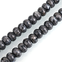 Perles en labradorite, rondelle, naturel, normes différentes pour le choix & facettes, noire, Trou:Environ 0.5-2mm, Vendu par Environ 15 pouce brin
