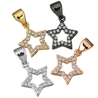 Cubic Zirconia Micro Pave Brass Pendant Star plated micro pave cubic zirconia nickel lead & cadmium free Approx 3.5mm Sold By Lot