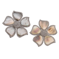 Natural White Shell Pendants Zinc Alloy with White Shell Flower platinum color plated with rhinestone lead & cadmium free Approx Sold By PC