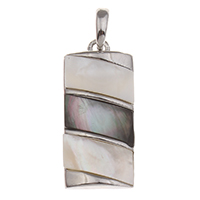 Natural White Shell Pendants Zinc Alloy with Black Shell & White Shell Rectangle platinum color plated lead & cadmium free Approx Sold By PC